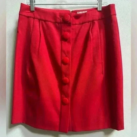NWT Kate Spade Faylyn Wool A-Line Skirt - Lacquer Cherry Red Women’s 12 Easter - Picture 1 of 7